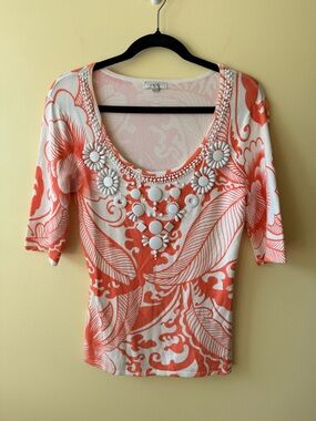 Caché Knit Beaded Top